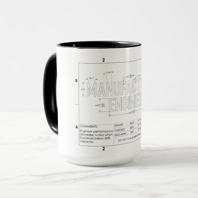 Taza Mug de regalo de ingeniero de manufactura (Anverso izquierdo)