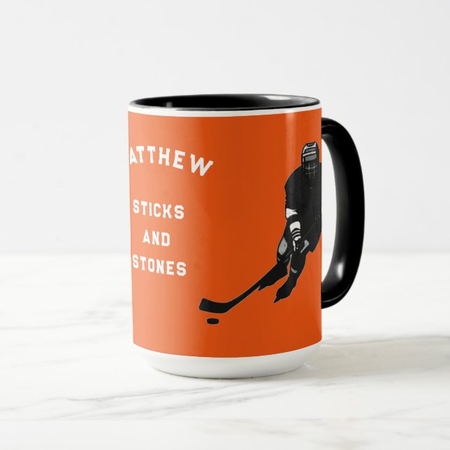 Taza Mug de regalo de jugador de hockey personalizado (Anverso derecho)