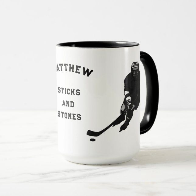 Taza Mug de regalo de jugador de hockey personalizado (Anverso derecho)