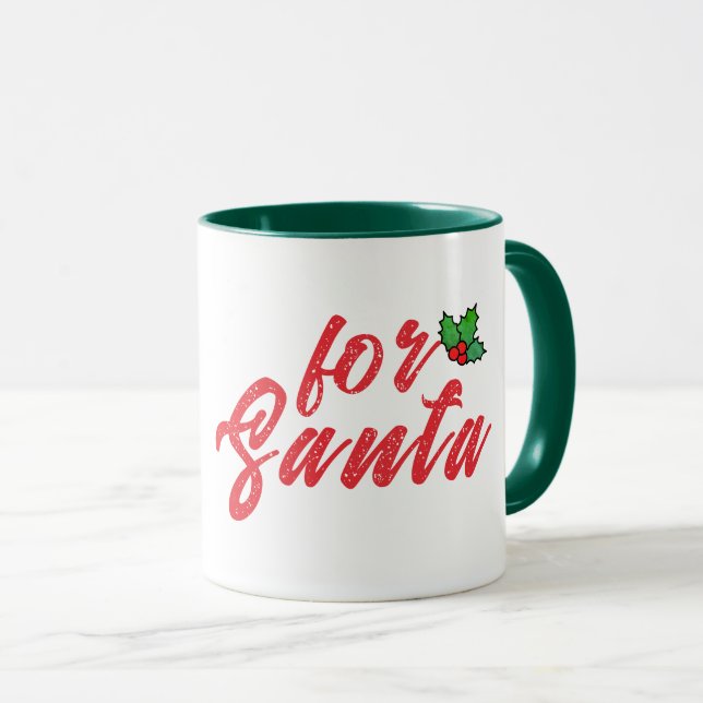 Taza Mug de regalo navideño, Holly verde y rojo festivo (Anverso derecho)