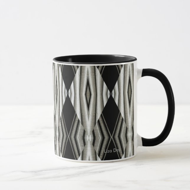 Taza Mug. de resumen negro y blanco 1 (Derecha)