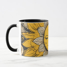 Taza Mug de sol y girasol vintage - Mug celeste