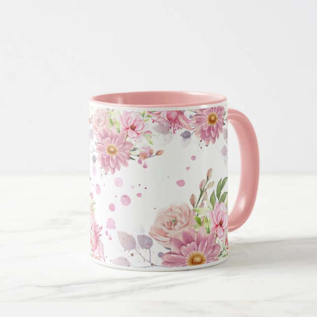 Taza Mug. de sublimación floral cúpula (Anverso derecho)