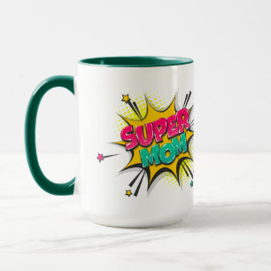 Taza Mug de supermamá de arte pop cómico