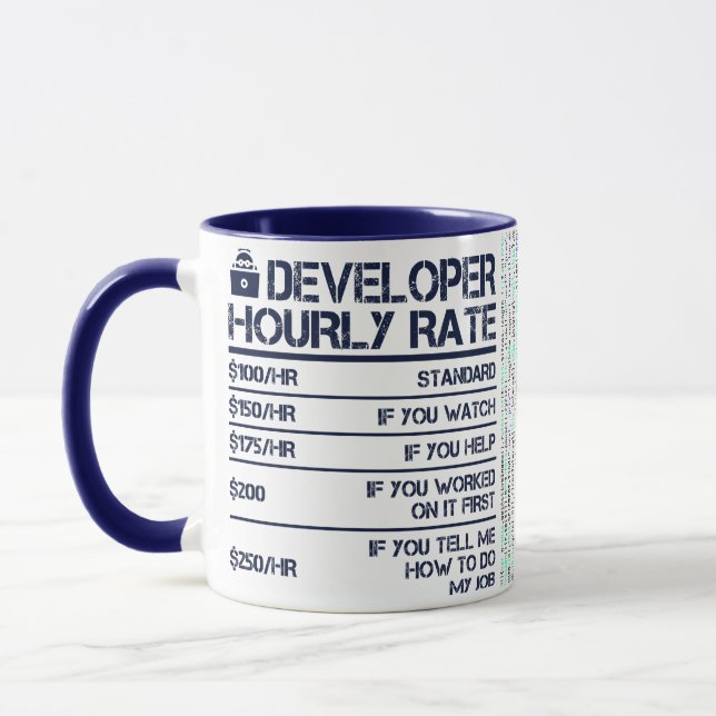 Taza Mug de tasa horaria del desarrollador (Izquierda)