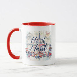 Taza Mug de tema náutico con acentos de color