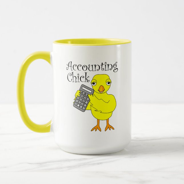 Taza Mug. de texto de chick de contabilidad (Izquierda)