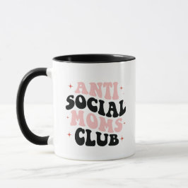 Taza Mug de tipografía rosada anti club de mamá antisoc