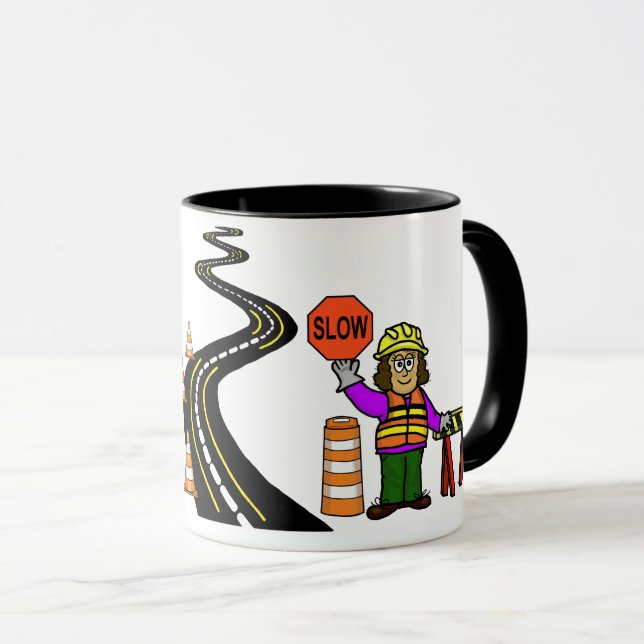 Taza Mug de tráfico de trabajadoras de carretera (Anverso derecho)