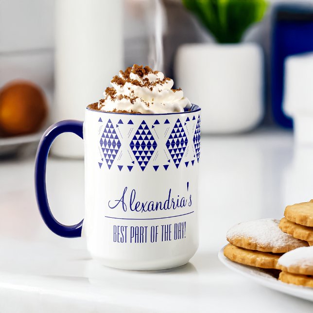Taza Mug. de triángulos geométricos azul personalizado (Subido por el creador)
