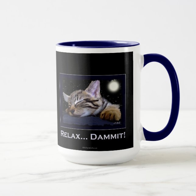 Taza Mug de un amante del gato gatito durmiendo (Derecha)
