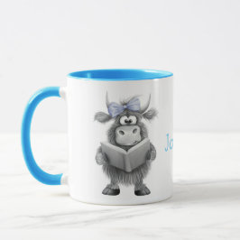 Taza Mug de vaca cuta personalizada con mango azul