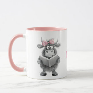 Taza Mug de vaca cutáneo personalizada con manija rosa