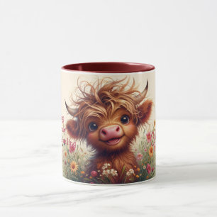 Taza Mug de vaca de dos tonos en la región montañosa pe