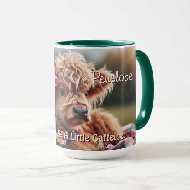 Taza Mug de vaca de Highland personalizado (Anverso derecho)