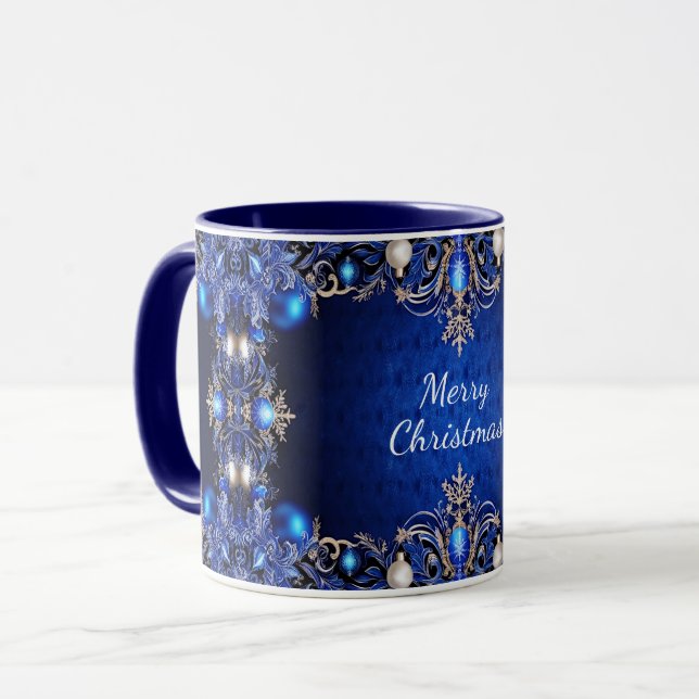 Taza Mug de vacaciones con decoración azul (Anverso izquierdo)