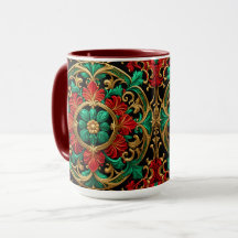 Mug de vacaciones verde rojo decorativo