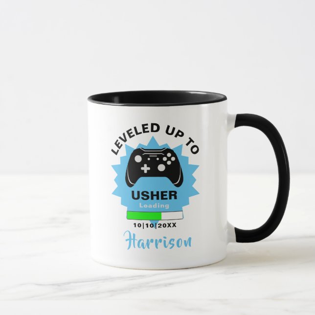 Taza Mug de vidrio divertido Leveling Usher Up (Derecha)