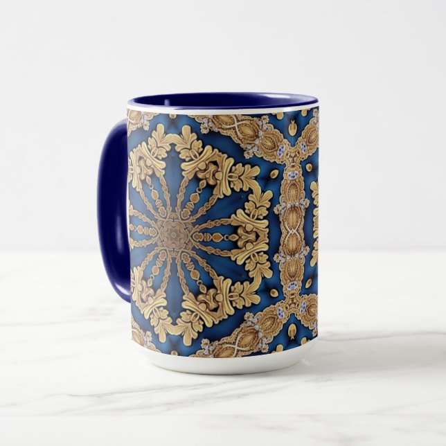 Taza Mug decorativa de oro azul (Anverso izquierdo)
