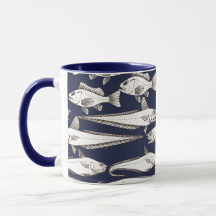 Taza Mug Deep-Sea Fish Art blue