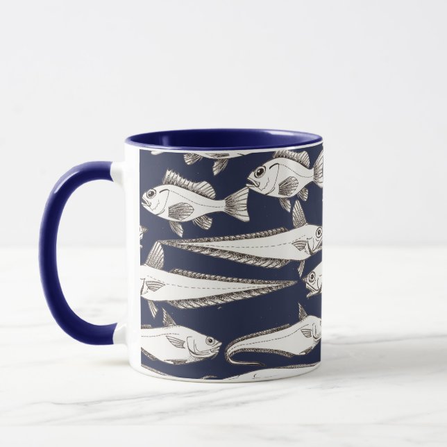 Taza Mug Deep-Sea Fish Art blue (Izquierda)