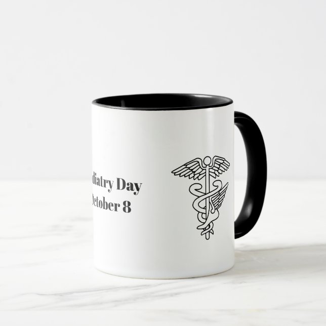 Taza Mug del Día de la Podiatría con símbolos médicos d (Anverso derecho)