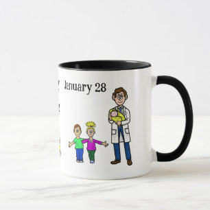 Taza Mug del Día del Pediatra Masculino con nombre