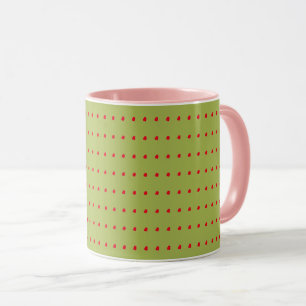 Taza Mug del patrón de puntos de polka verde y rojo