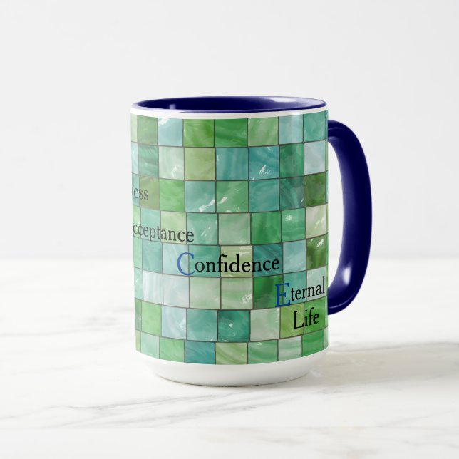 Taza Mug del patrón del patrón de mosaicos verdes de la (Anverso derecho)