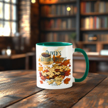 Mug del rompecabezas del otoño - pieza por pieza,