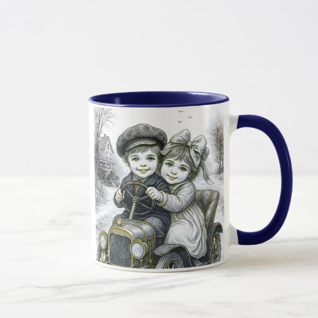 Taza Mug deux enfants dans une voiturette. (Derecha)