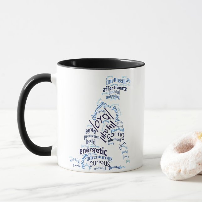 Taza Mug en la nube de palabras de perro (Con donut)