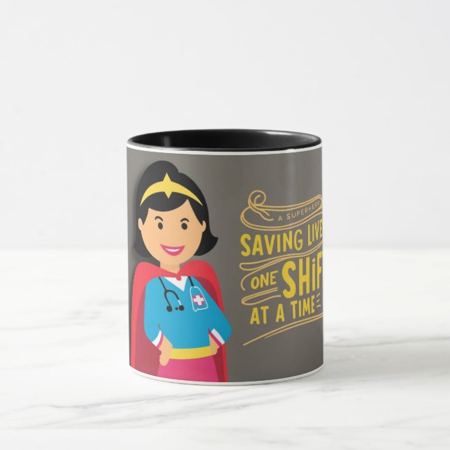 Taza Mug en venta de "superhéroe de enfermería" (Centro)
