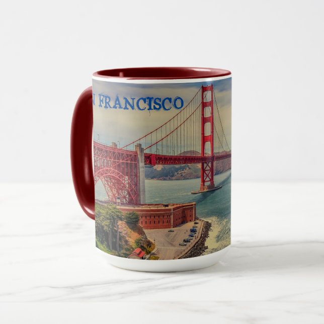 Taza Mug Escenario del puente Golden Gate de San Franci (Anverso izquierdo)