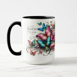 Taza Mug Faith Over Fear Over Fear" Vibrante Butterfly 