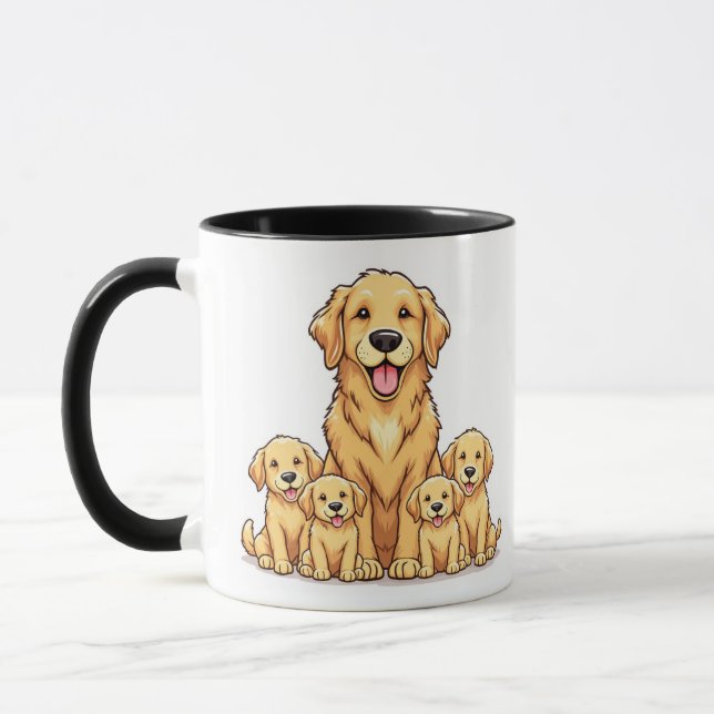 Taza Mug familiar Golden Retriever - Regalo Adorable (Izquierda)