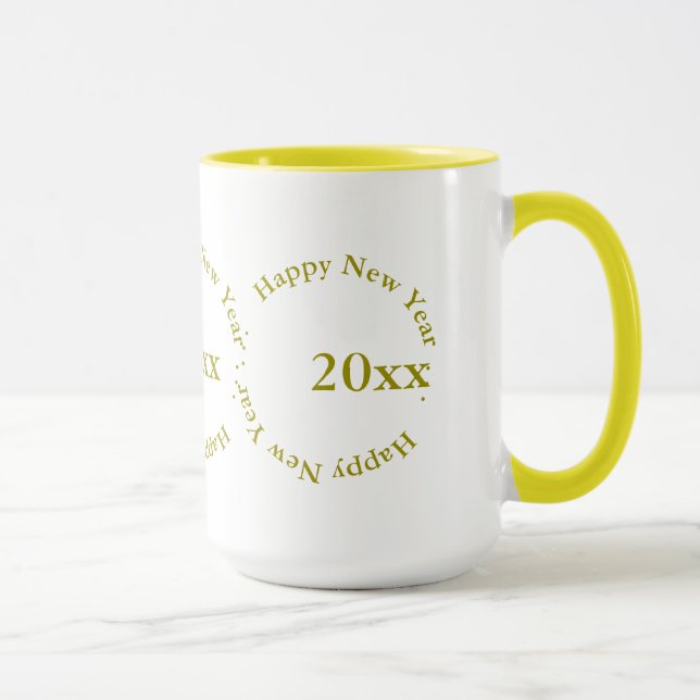 Taza Mug - Feliz Año Nuevo con fecha (dorado) (Derecha)