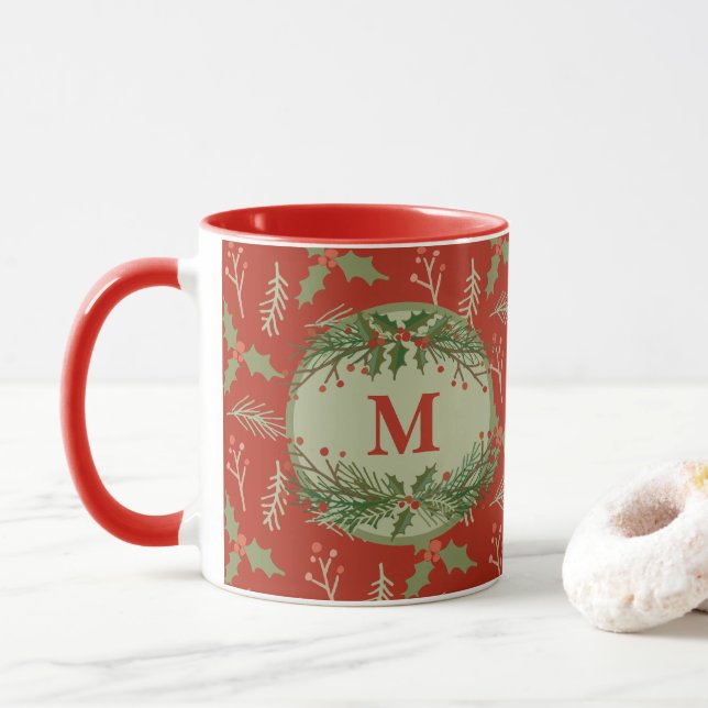 Taza Mug feriado monogramado (Con donut)
