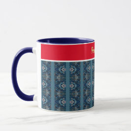 Taza Mug festivo azul y rojo del poeta Adiela Akoo
