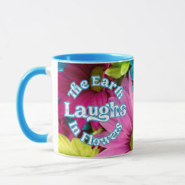 Taza Mug floral azul, fango de citas famosas