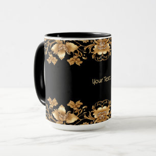 Taza Mug floral de oro