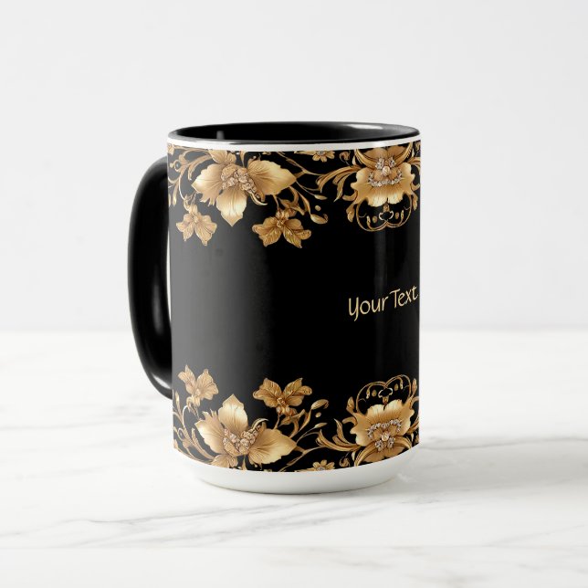 Taza Mug floral de oro (Anverso izquierdo)