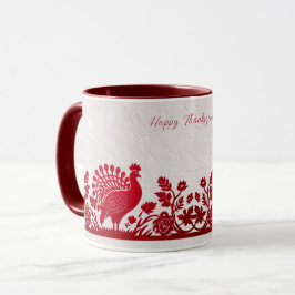 Taza Mug floral del Día de Acción de Gracias Rojo en Tu