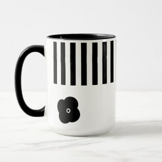 Taza Mug foral mínima en blanco y negro