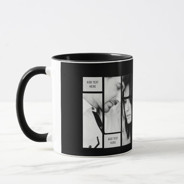 Taza Mug fotográfica única y moderna con texto rosado n (Izquierda)