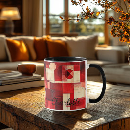 Taza Mug Geométrica Vintage - Resumen rojo personalizad