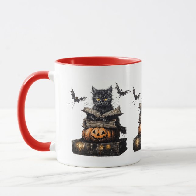 Taza Mug Halloween de Gato de Bruja Espeluznante (Izquierda)