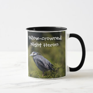 Taza Mug Heron Mug de la noche coronada de amarillo