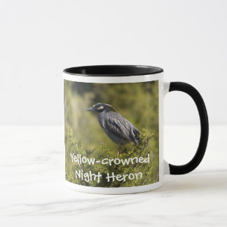Taza Mug Heron Mug de la noche coronada de amarillo