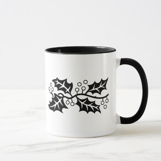 Taza Mug - Hojas huelgas en blanco y negro (Derecha)